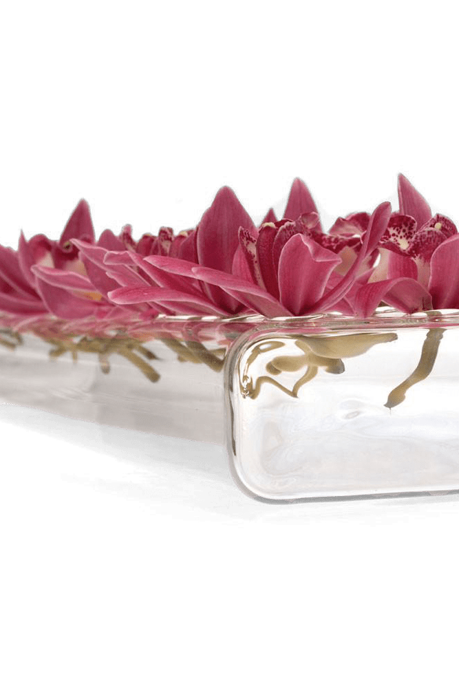 Rectangle Flute Glass Modern Clear Flower Vase - Chive Ceramics Studio - Vases - Chive Ceramics Studio