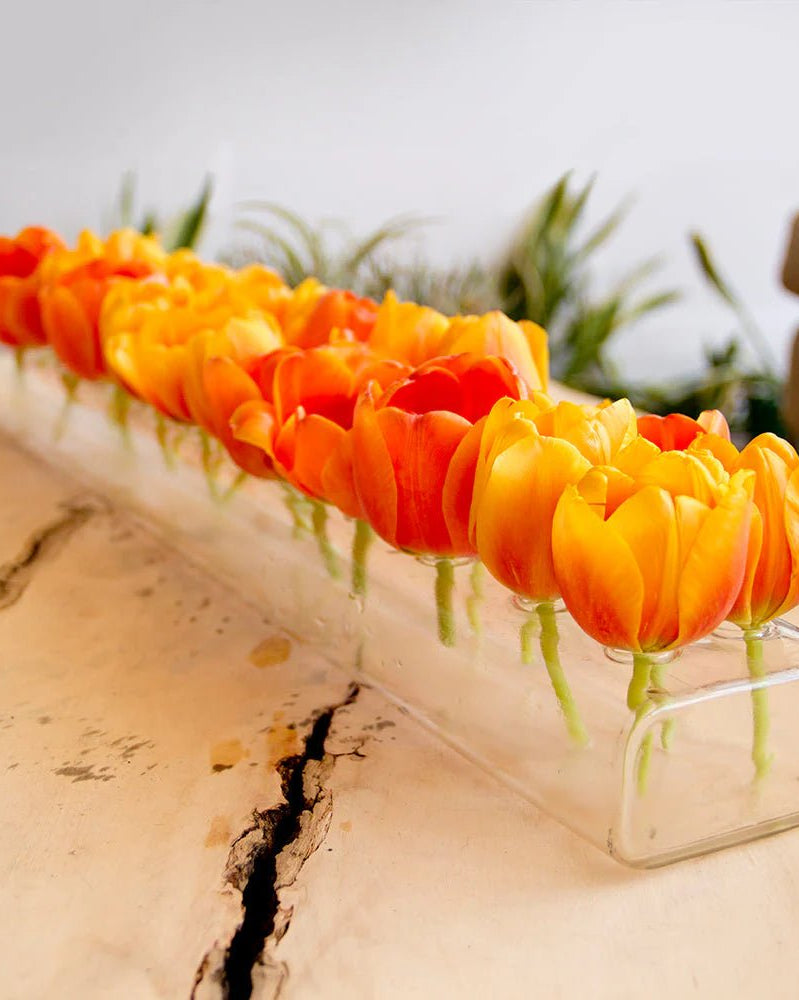 Rectangle Flute Glass Modern Clear Flower Vase - Chive Ceramics Studio - Vases - Chive Ceramics Studio