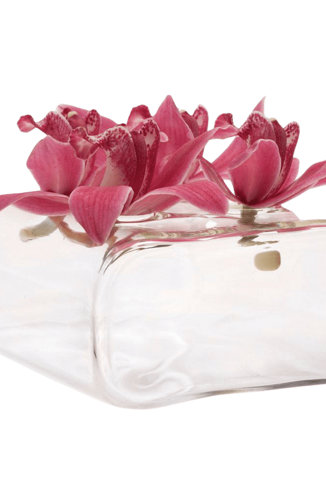 Rectangle Flute Glass Modern Clear Flower Vase - Chive Ceramics Studio - Vases - Chive Ceramics Studio