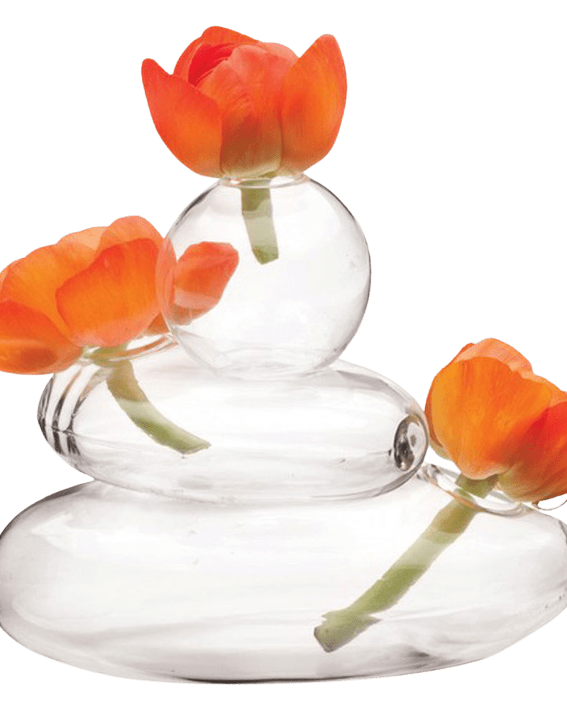 Rockpile Glass Modern Clear Flower Vase - Chive Ceramics Studio - Vases - Chive Ceramics Studio