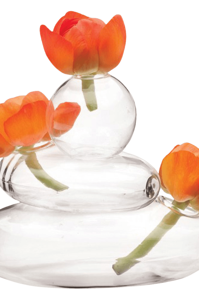 Rockpile Glass Modern Clear Flower Vase - Chive Ceramics Studio - Vases - Chive Ceramics Studio