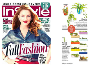 InStyle magazine editorial featuring Chive Studio Wall Brick and Hanging Aeriums — Mini Plants as Graphic Accents