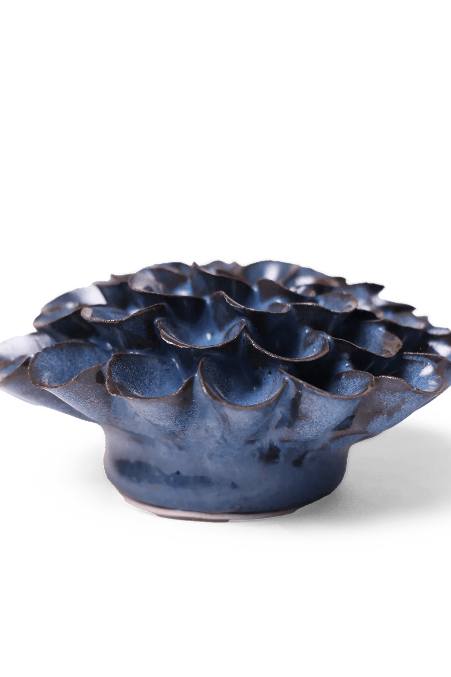 JA04 Blue Noir Pompon Dahlia - Chive Ceramics Studio - Ceramic Flowers - Chive Ceramics Studio