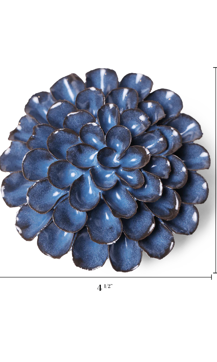 Blue Dahlia ceramic wall flower — Japan collection — designed in Toronto by Chive Studio