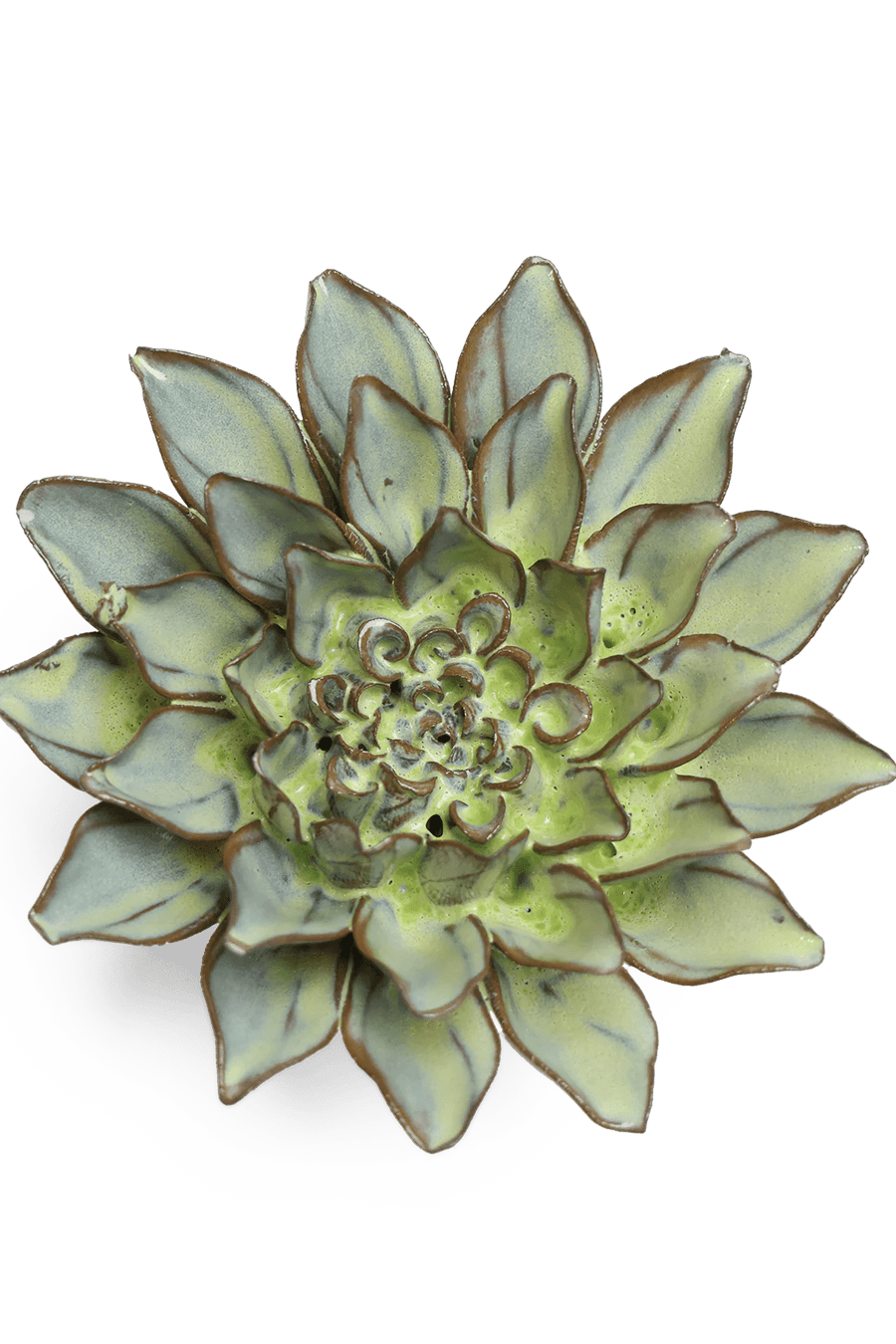 JA06 Pear Green Calico Aster - Chive Ceramics Studio - Ceramic Flowers - Chive Ceramics Studio