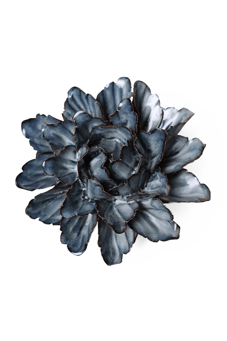 Navy Blue Sorbet Peony ceramic wall flower — Japan collection — designed in Toronto by Chive Studio