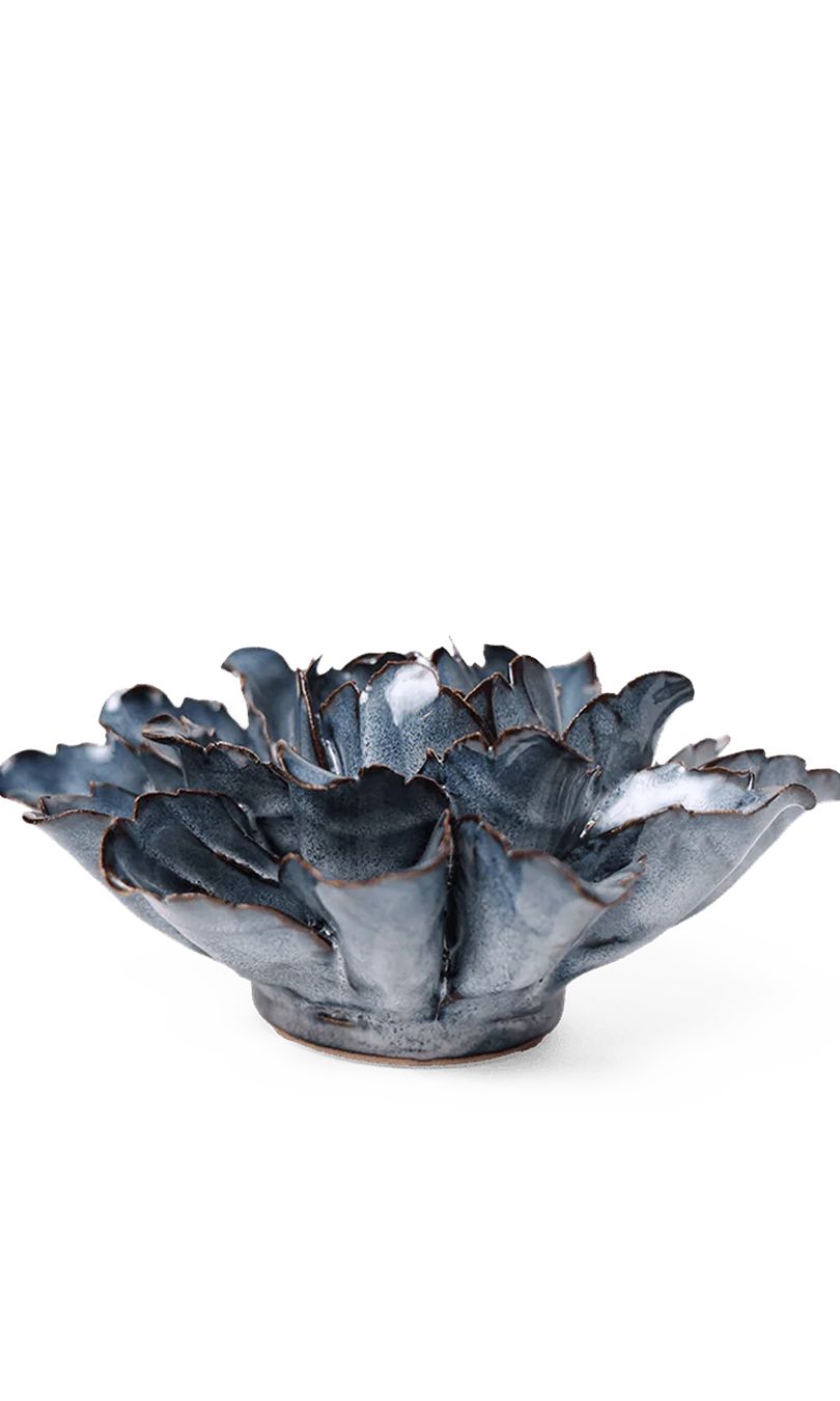 Navy Blue Sorbet Peony ceramic wall flower — Japan collection — designed in Toronto by Chive Studio