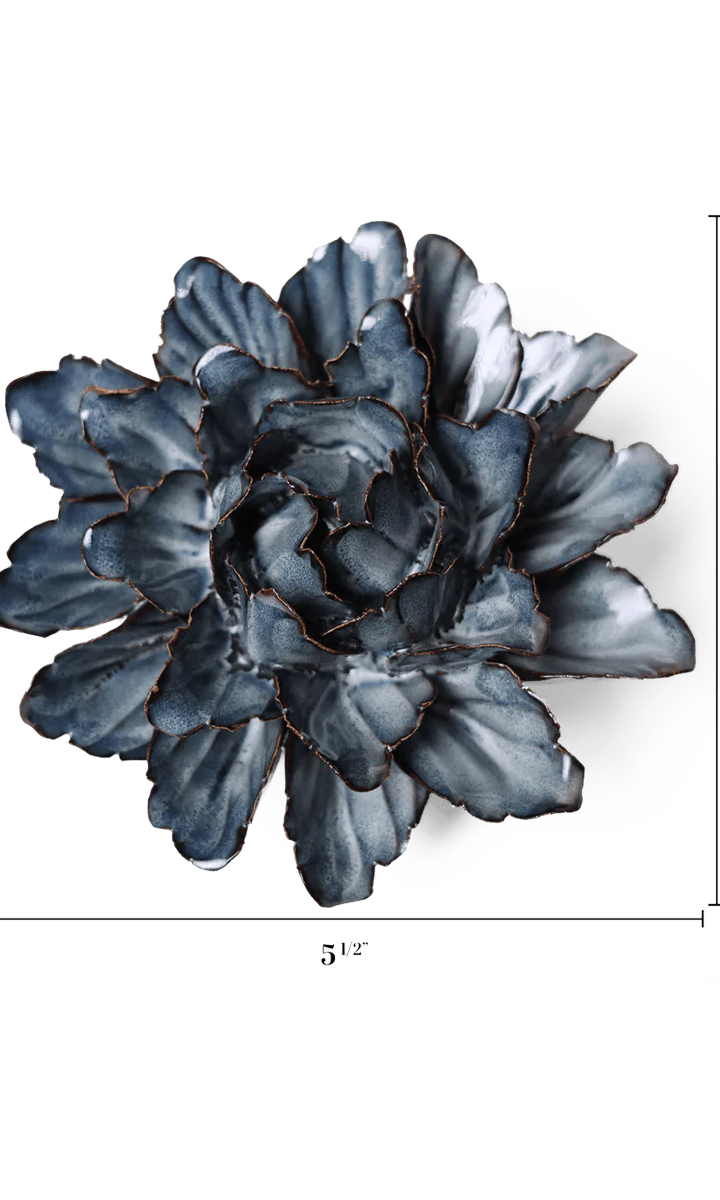 Navy Blue Sorbet Peony ceramic wall flower — Japan collection — designed in Toronto by Chive Studio