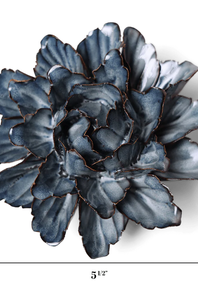 Navy Blue Sorbet Peony ceramic wall flower — Japan collection — designed in Toronto by Chive Studio