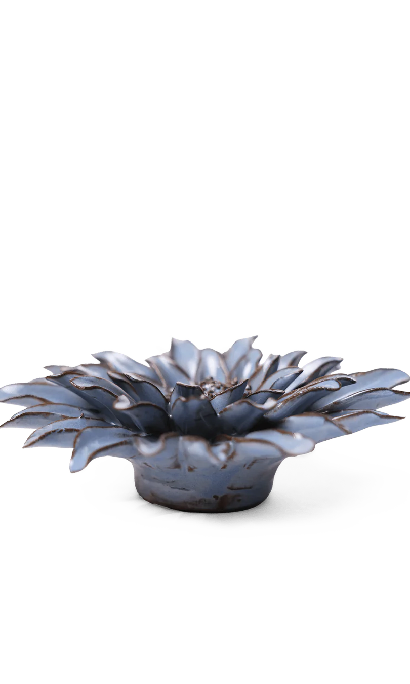 Blue Grey Gerbera Daisy Ceramic wall flower — Japan collection — designed in Toronto by Chive Studio