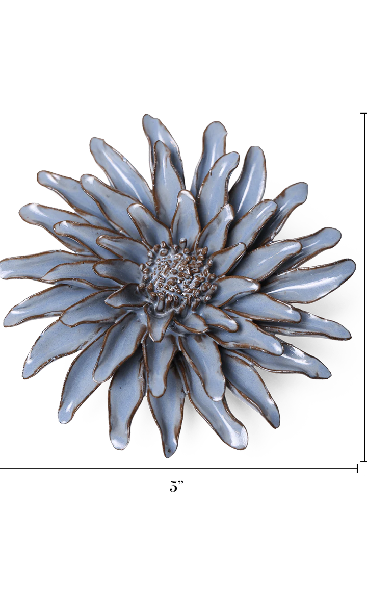 Blue Grey Gerbera Daisy Ceramic wall flower — Japan collection — designed in Toronto by Chive Studio