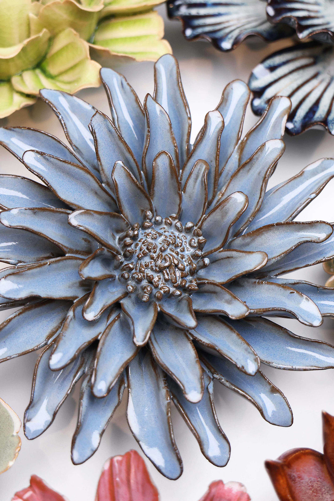 Blue Grey Gerbera Daisy - Chive Ceramics Studio - Ceramic Flowers - Chive Ceramics Studio