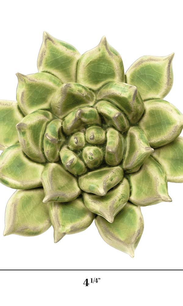 Pea Green Ghost Succulent ceramic wall flower — Japan collection — designed in Toronto by Chive Studio