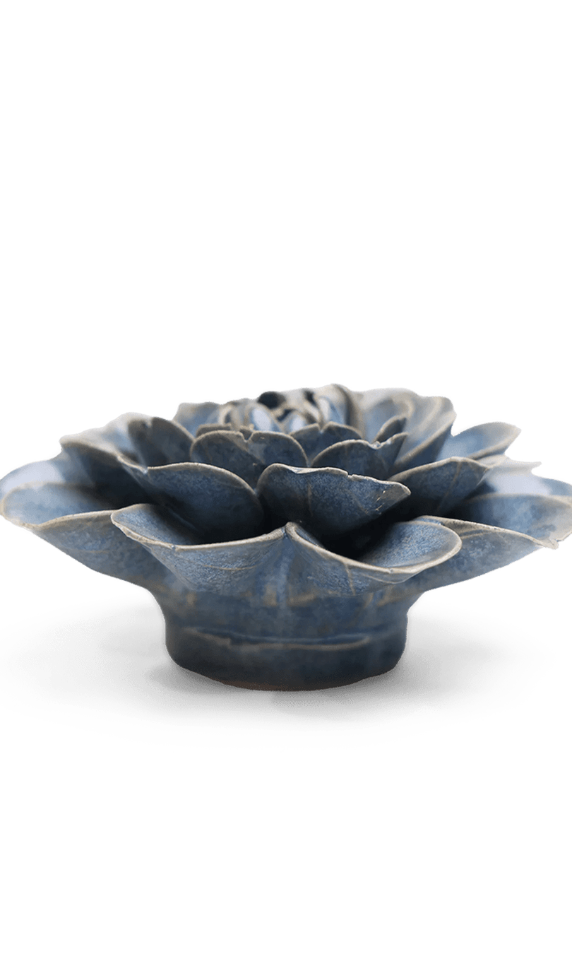 Blue Marigold ceramic wall flower — Japan collection — designed in Toronto by Chive Studio