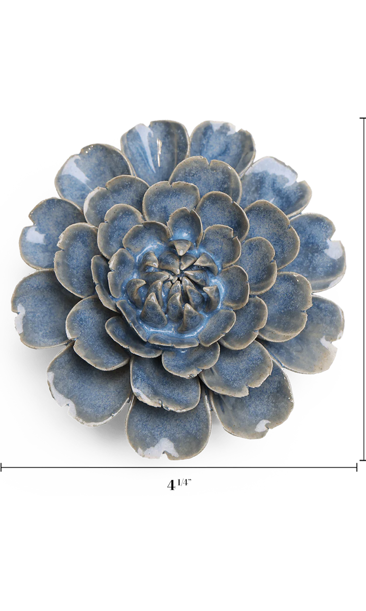 Blue Marigold ceramic wall flower — Japan collection — designed in Toronto by Chive Studio