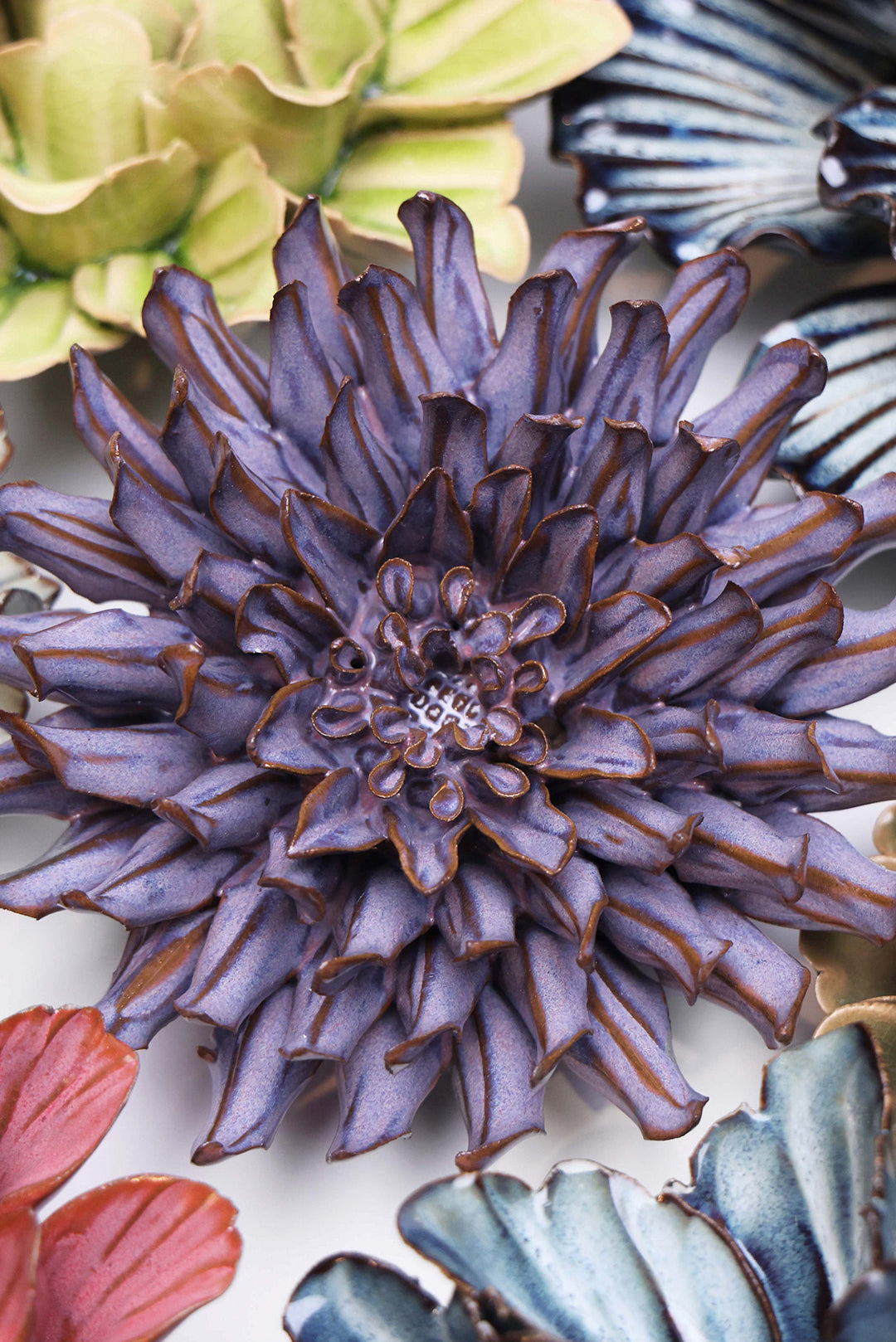 Violet Blue Fleur De Lis Mum - Chive Ceramics Studio - Ceramic Flowers - Chive Ceramics Studio
