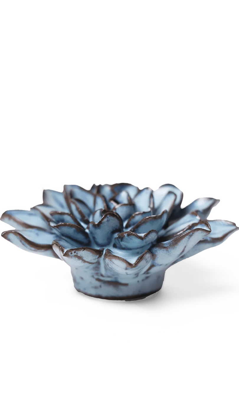 Blue Frikartii Aster ceramic wall flower — Japan collection — designed in Toronto by Chive Studio