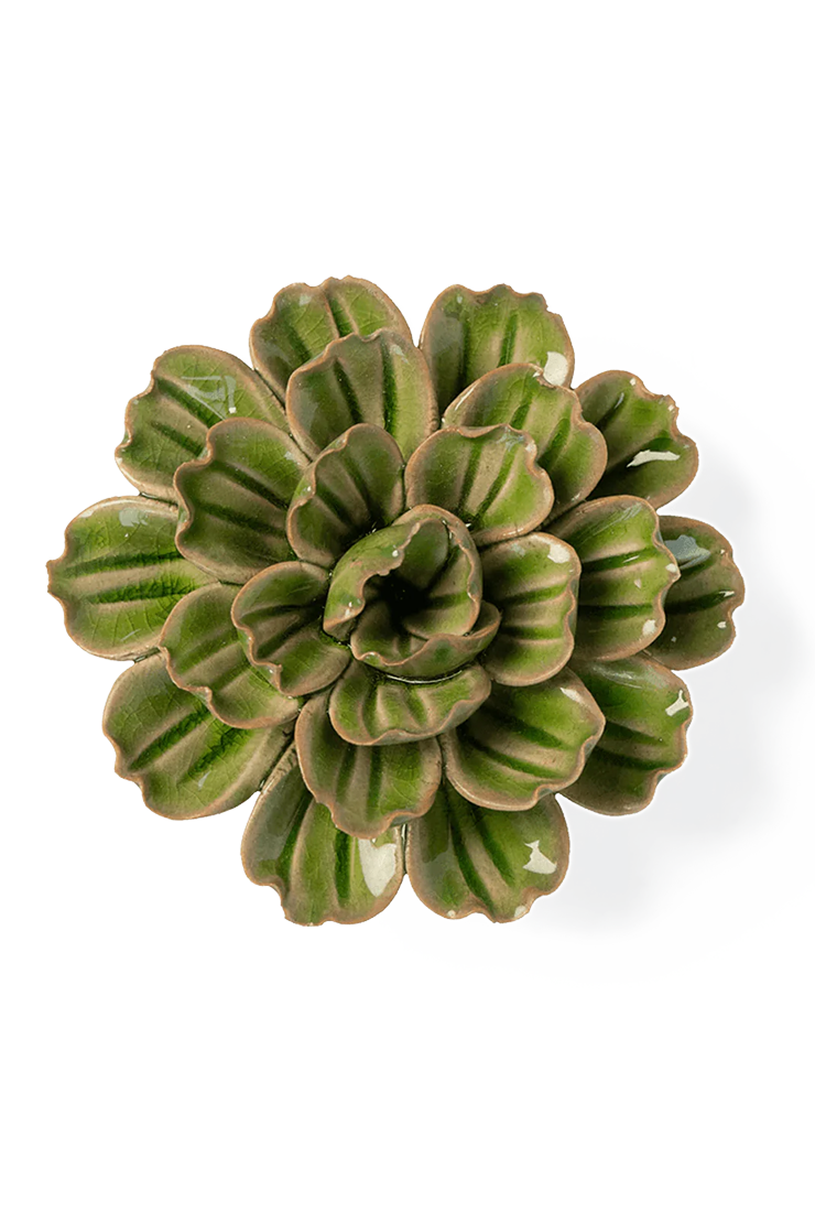 Avocado Green Petunia ceramic wall flower — Japan collection — designed in Toronto by Chive Studio