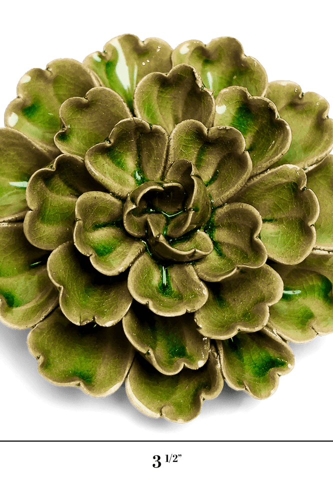 Avocado Green Petunia ceramic wall flower — Japan collection — designed in Toronto by Chive Studio