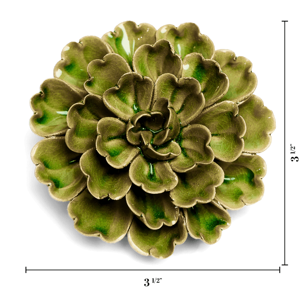 Avocado Green Petunia ceramic wall flower — Japan collection — designed in Toronto by Chive Studio