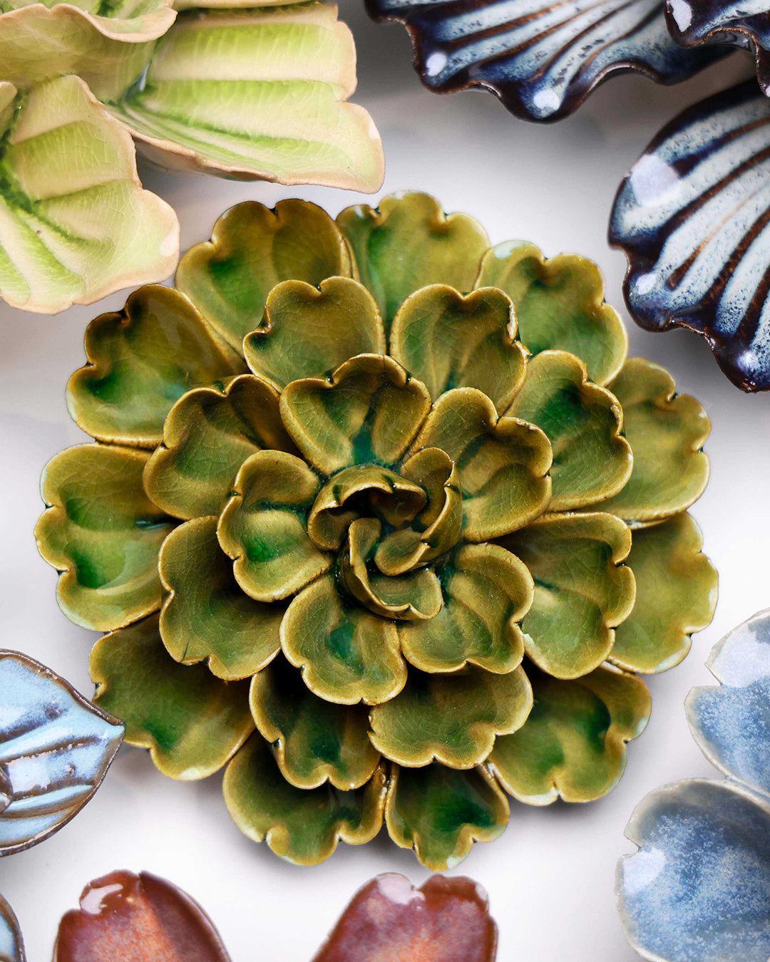 Avocado Green Petunia - Chive Ceramics Studio - Ceramic Flowers - Chive Ceramics Studio