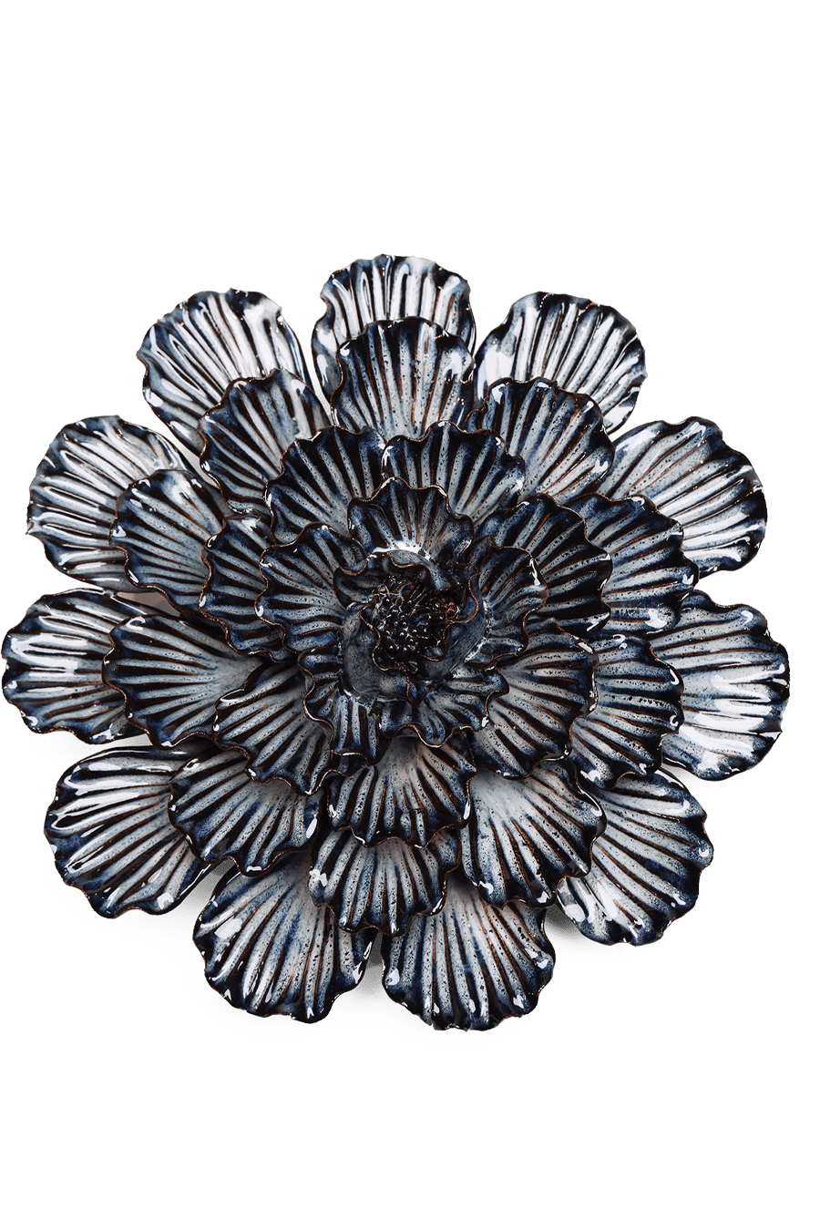 JA25 Navy Dinner Plate Dahlia - Chive Ceramics Studio - Ceramic Flowers - Chive Ceramics Studio