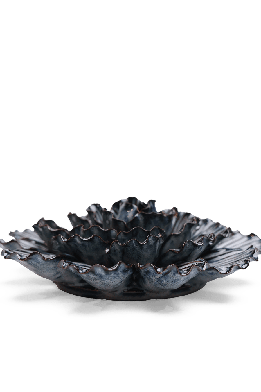 Navy Blue Dinner Plate Dahlia ceramic wall flower — Japan collection — designed in Toronto by Chive Studio