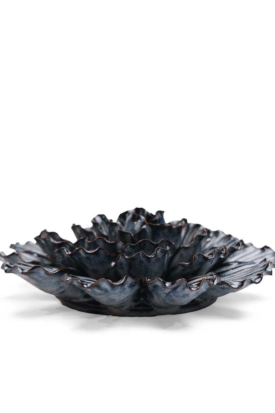 JA25 Navy Dinner Plate Dahlia - Chive Ceramics Studio - Ceramic Flowers - Chive Ceramics Studio