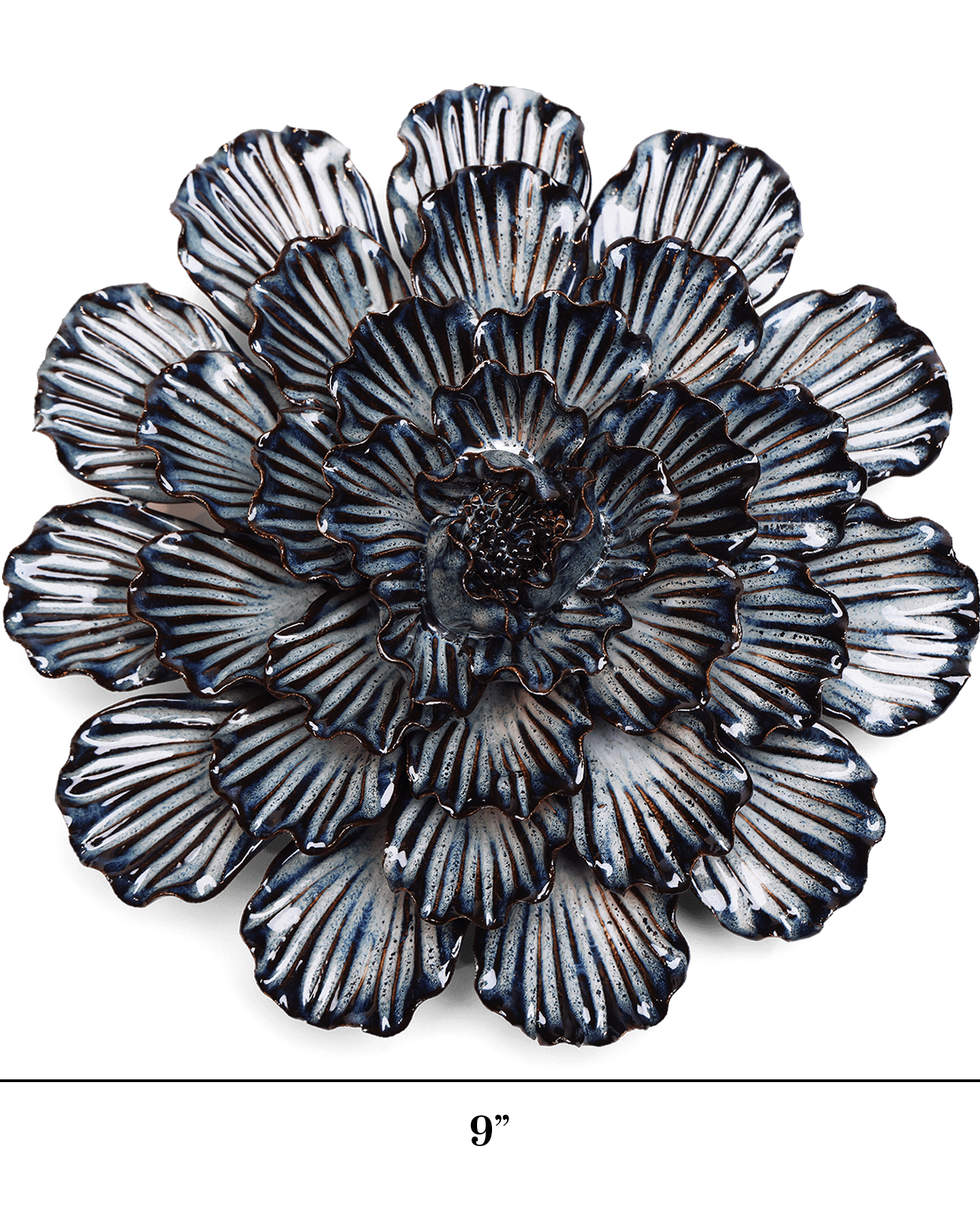 Navy Blue Dinner Plate Dahlia ceramic wall flower — Japan collection — designed in Toronto by Chive Studio