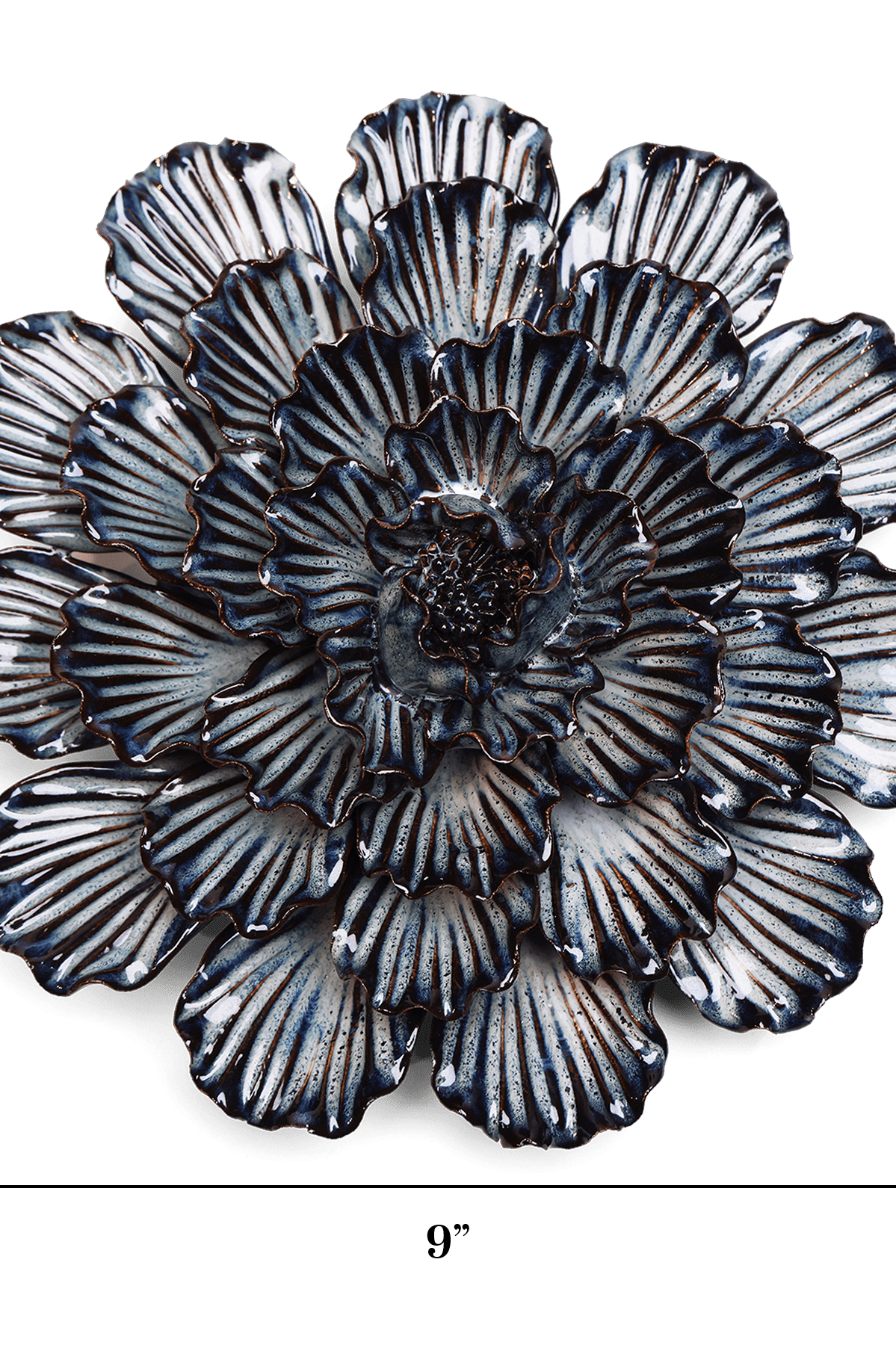 Navy Blue Dinner Plate Dahlia ceramic wall flower — Japan collection — designed in Toronto by Chive Studio