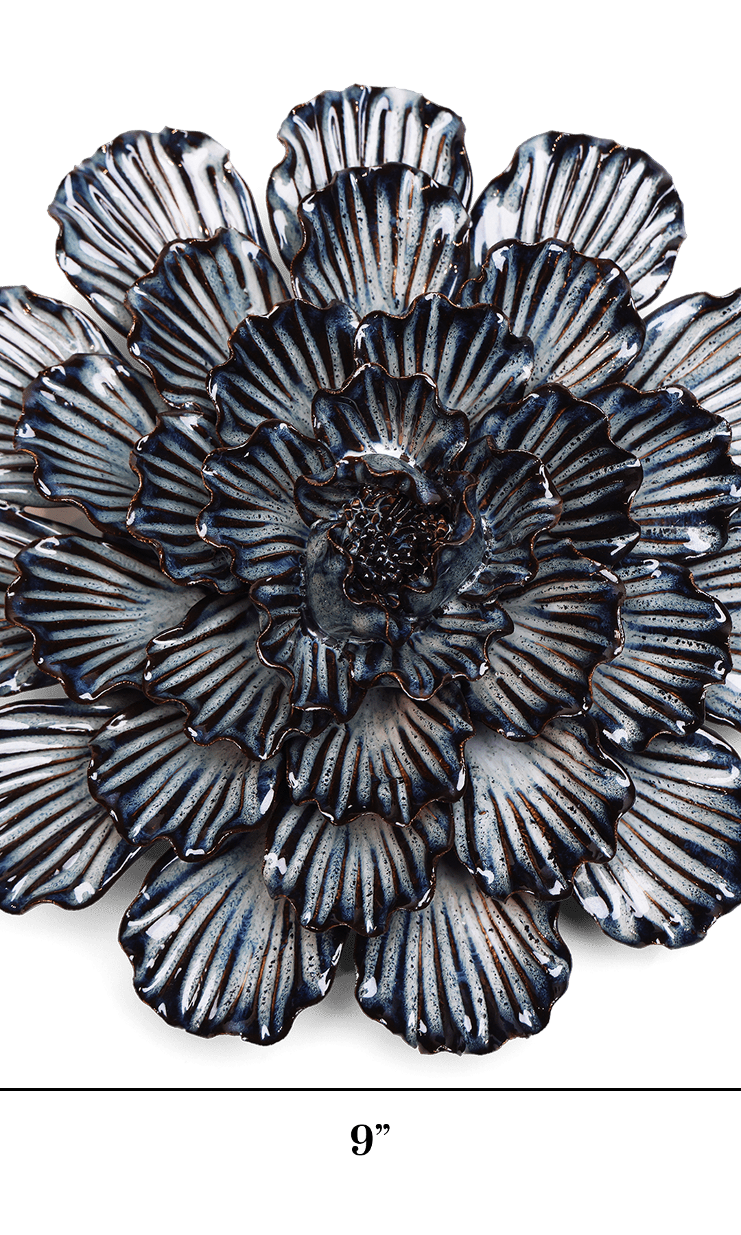 Navy Blue Dinner Plate Dahlia ceramic wall flower — Japan collection — designed in Toronto by Chive Studio