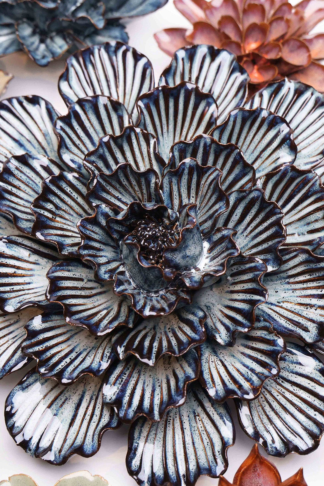 Navy Dinner Plate Dahlia - Chive Ceramics Studio - Ceramic Flowers - Chive Ceramics Studio