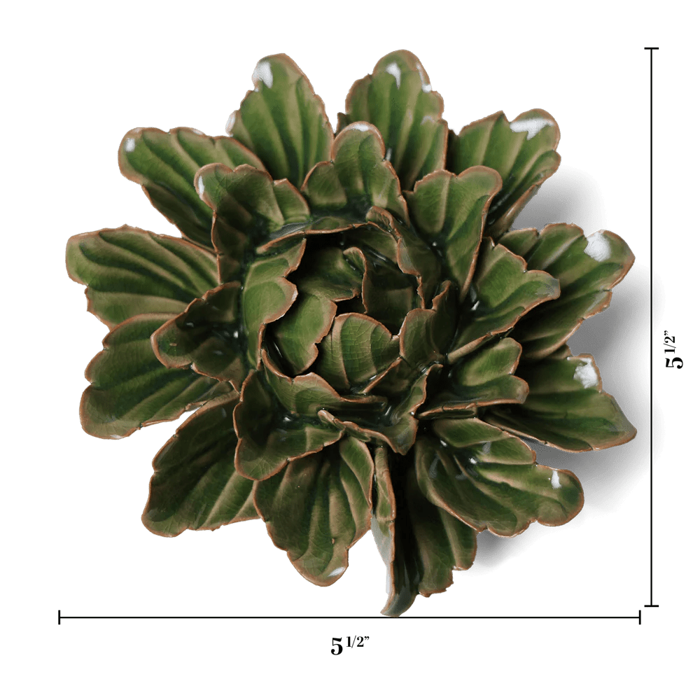 Avocado Green Sorbet Peony - Chive Ceramics Studio - Ceramic Flowers - Chive Ceramics Studio