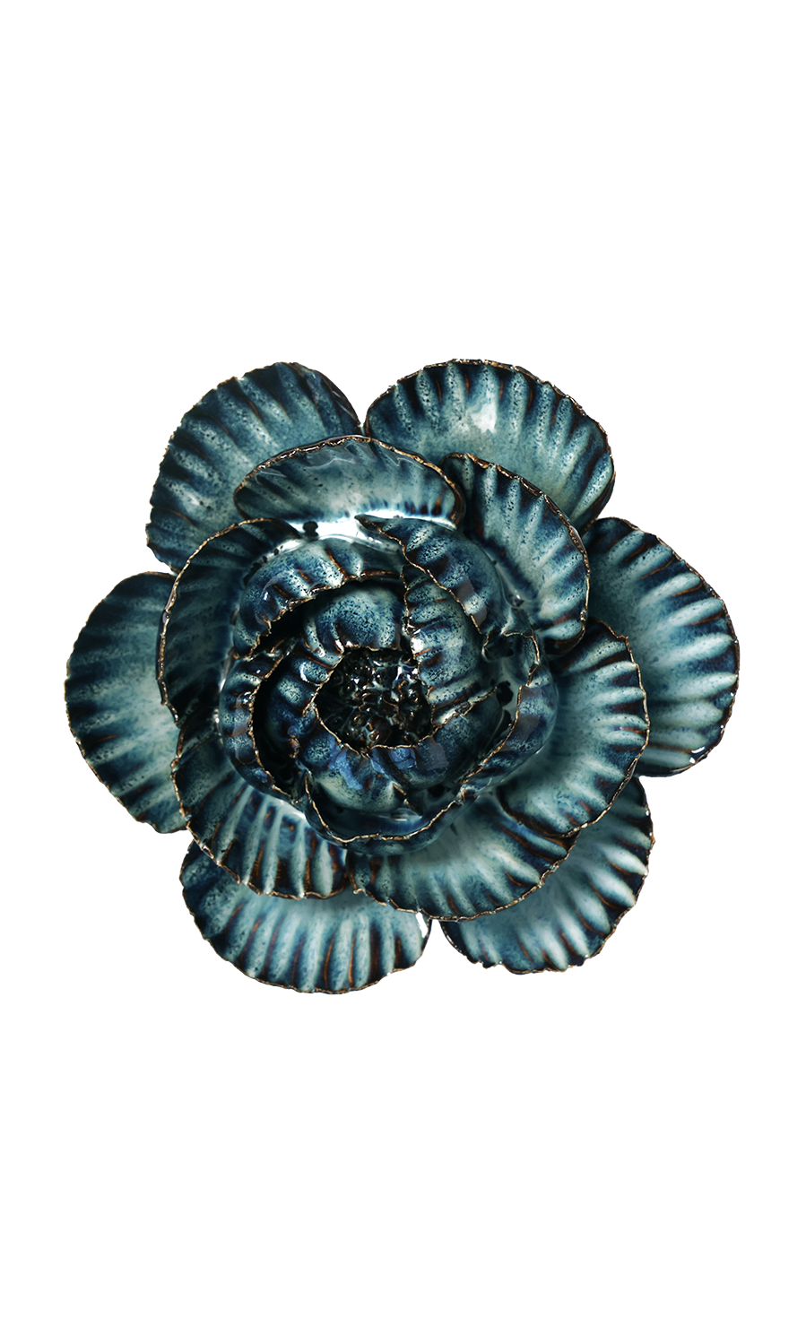 Navy Blue Cabbage Flower ceramic wall flower - Japan collection - Chive Ceramics Studio