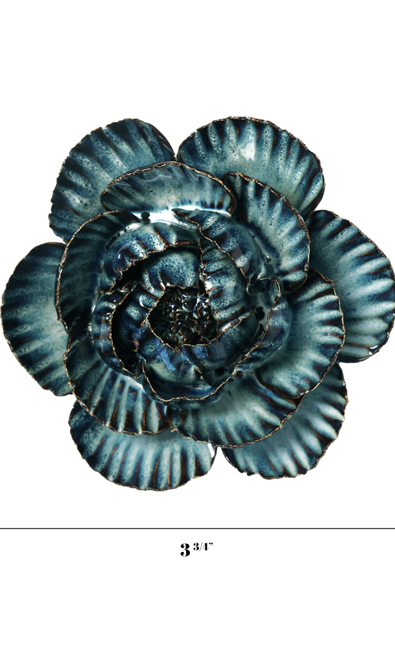 Navy Blue Cabbage Flower ceramic wall flower - Japan collection - Chive Ceramics Studio