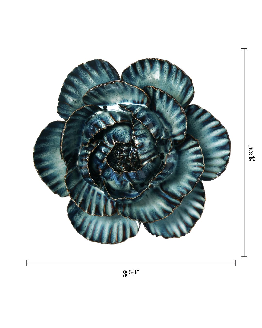 Navy Blue Cabbage Flower ceramic wall flower - Japan collection - Chive Ceramics Studio