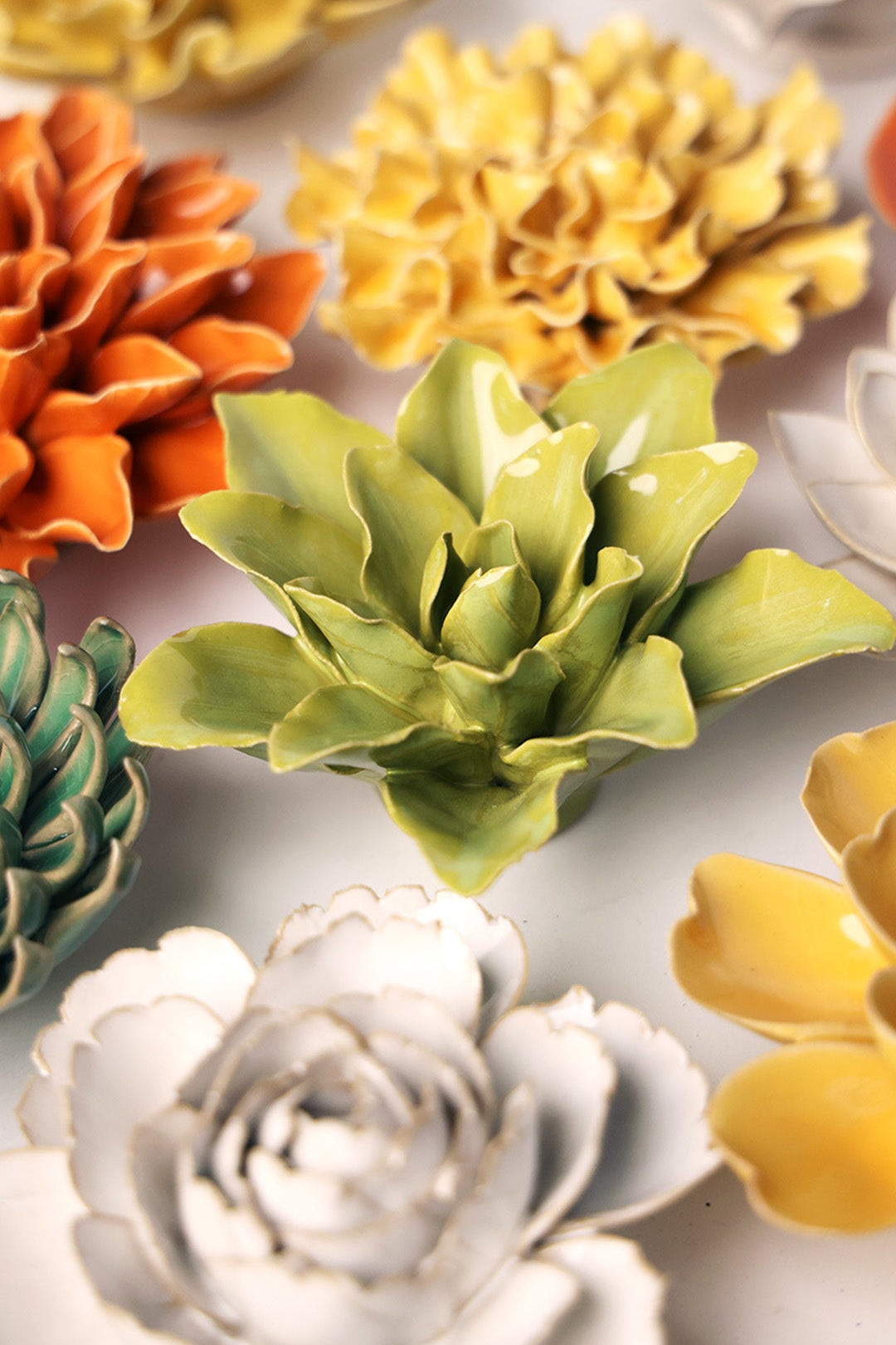 July Birth Flower - Water Lily ceramic wall flower styled on wall — Birth Flower Collection — Chive Studio Toronto