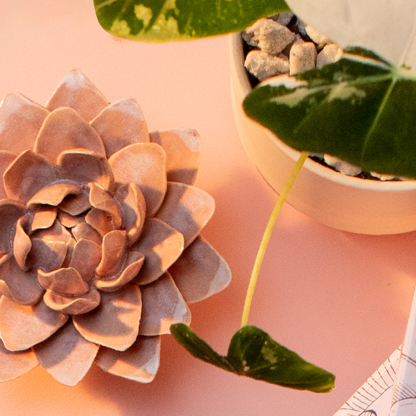 Chive ceramic water lily July birth flower as low maintenance flower decor, no water required, summer flower wall art handmade