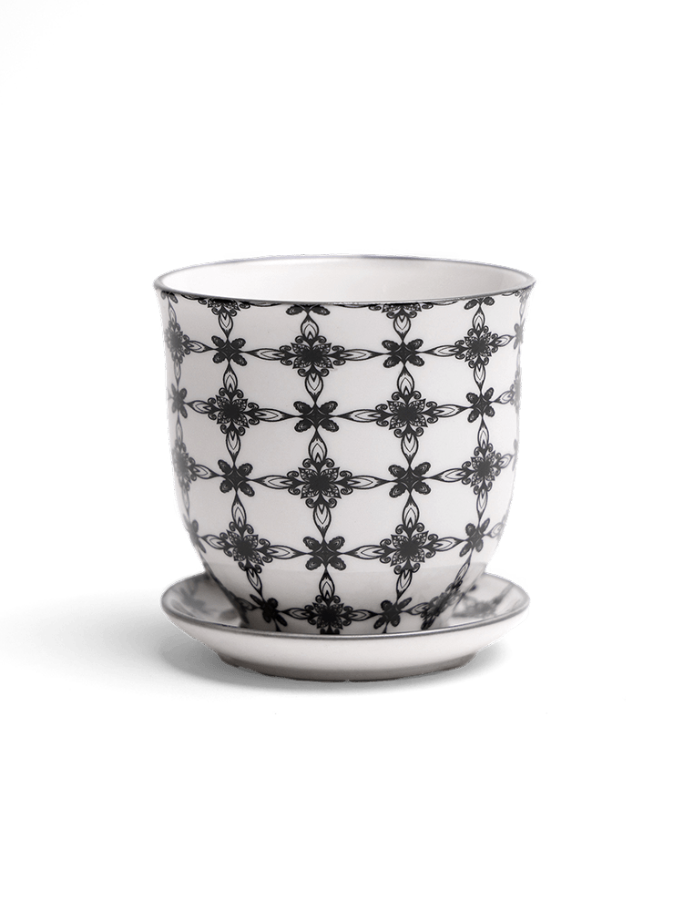 Liberte Porcelain Pot And Saucer Set With Drainage - Chive Ceramics Studio - Pots - Chive Ceramics Studio