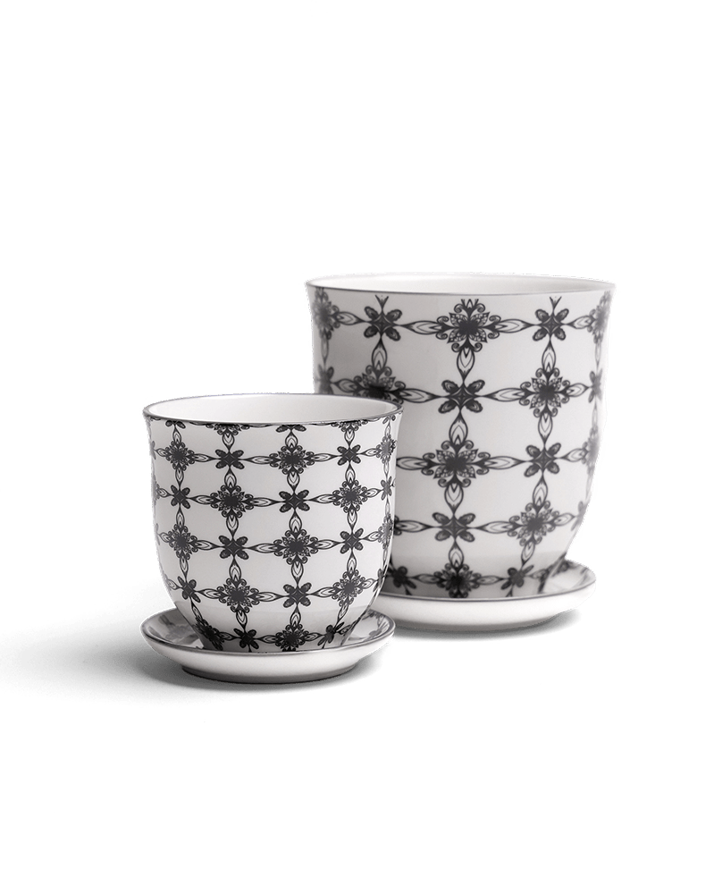 Liberte Porcelain Pot And Saucer Set With Drainage - Chive Ceramics Studio - Pots - Chive Ceramics Studio