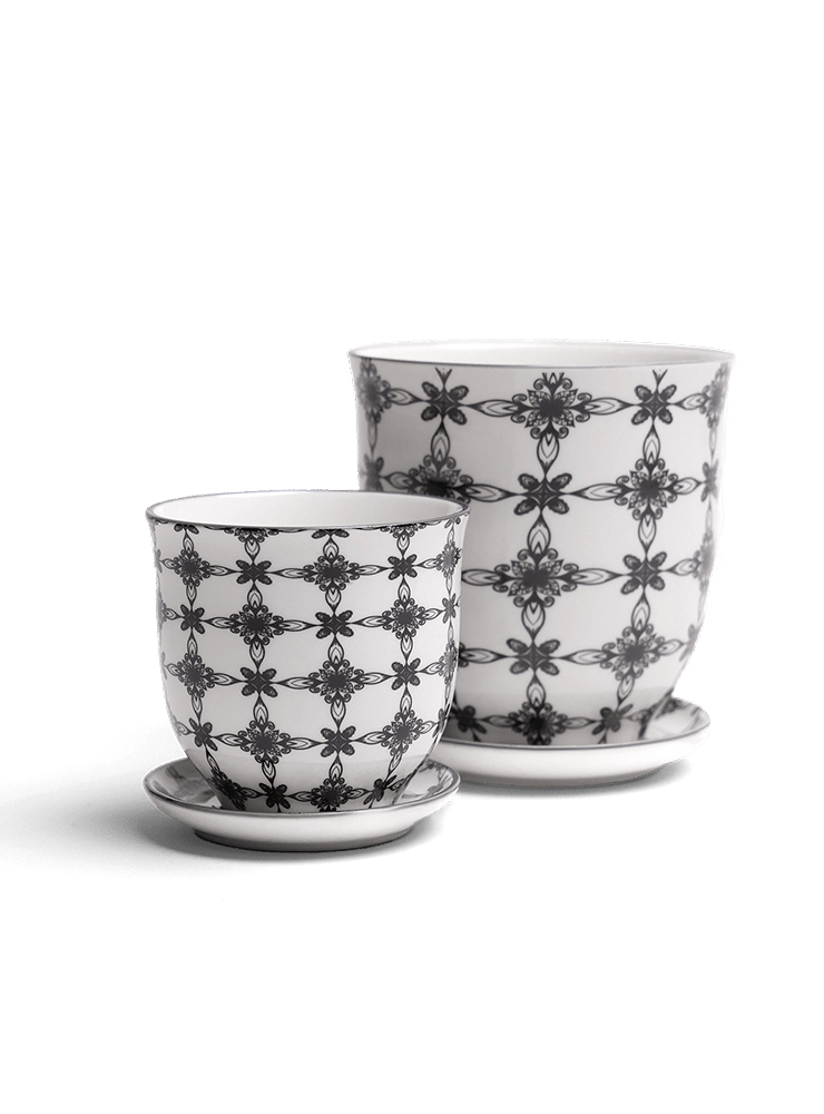 Liberte Porcelain Pot And Saucer Set With Drainage - Chive Ceramics Studio - Pots - Chive Ceramics Studio