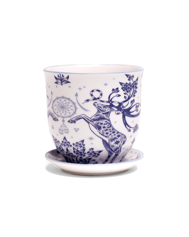 Liberte 5 Porcelain Pot And Saucer With Drainage - Chive Ceramics Studio - Pots - Chive Ceramics Studio
