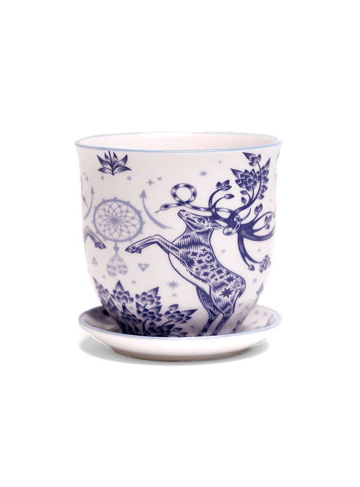 Liberte 5 Porcelain Pot And Saucer With Drainage - Chive Ceramics Studio - Pots - Chive Ceramics Studio