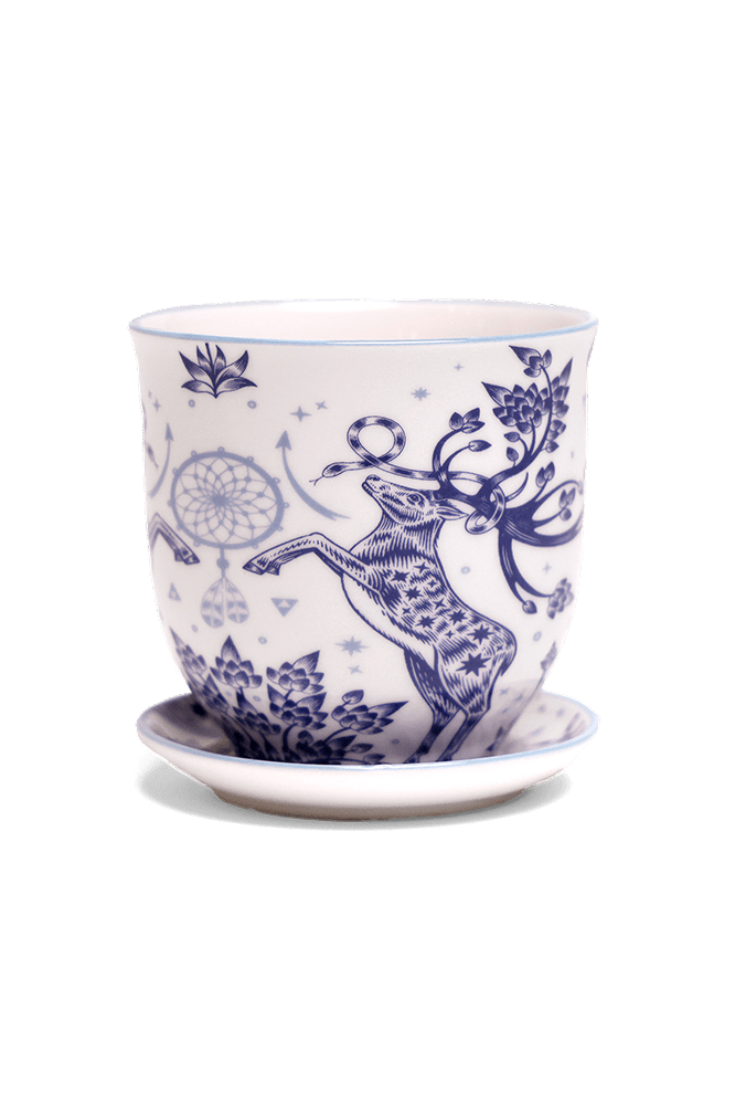 Liberte 5 Porcelain Pot And Saucer With Drainage - Chive Ceramics Studio - Pots - Chive Ceramics Studio