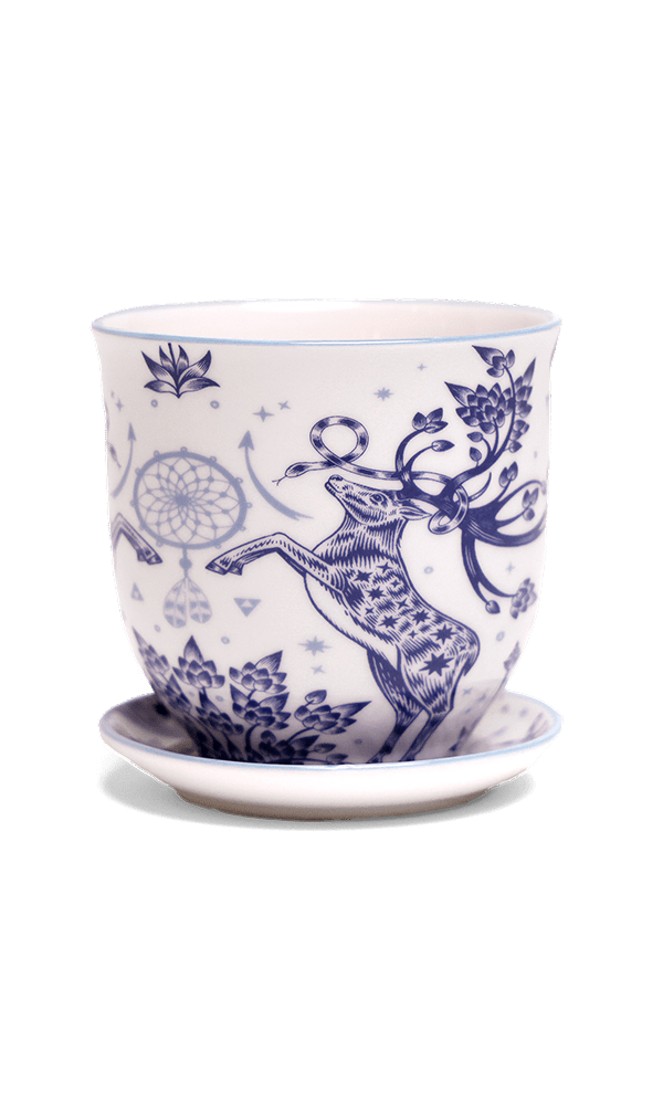 Liberte 5 Porcelain Pot And Saucer With Drainage - Chive Ceramics Studio - Pots - Chive Ceramics Studio