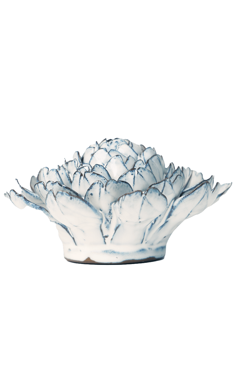 Blue White Hermione Peony ceramic wall flower — Coastal Collection — handmade by Chive Studio Toronto