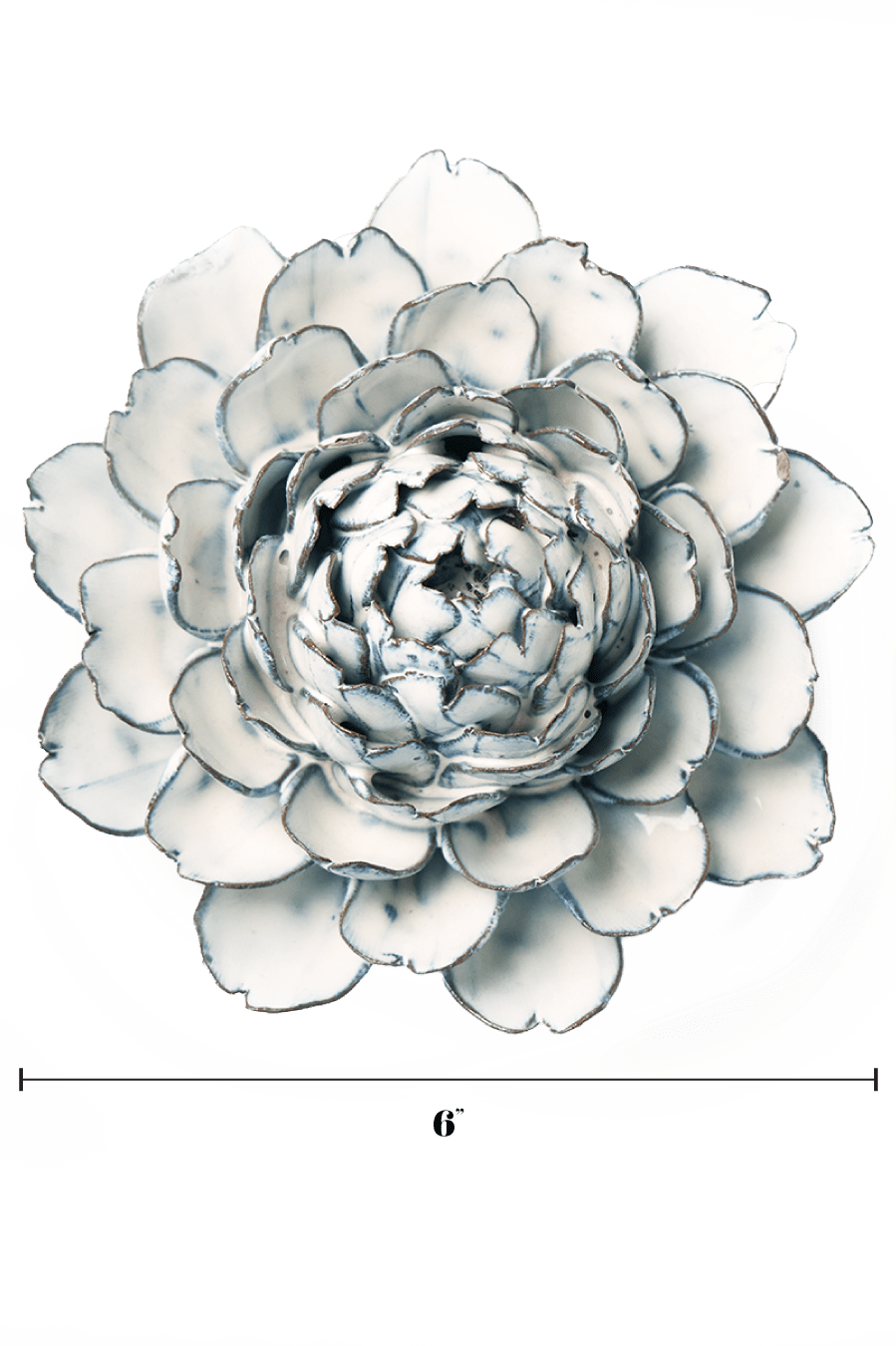 Blue White Hermione Peony ceramic wall flower — Coastal Collection — handmade by Chive Studio Toronto