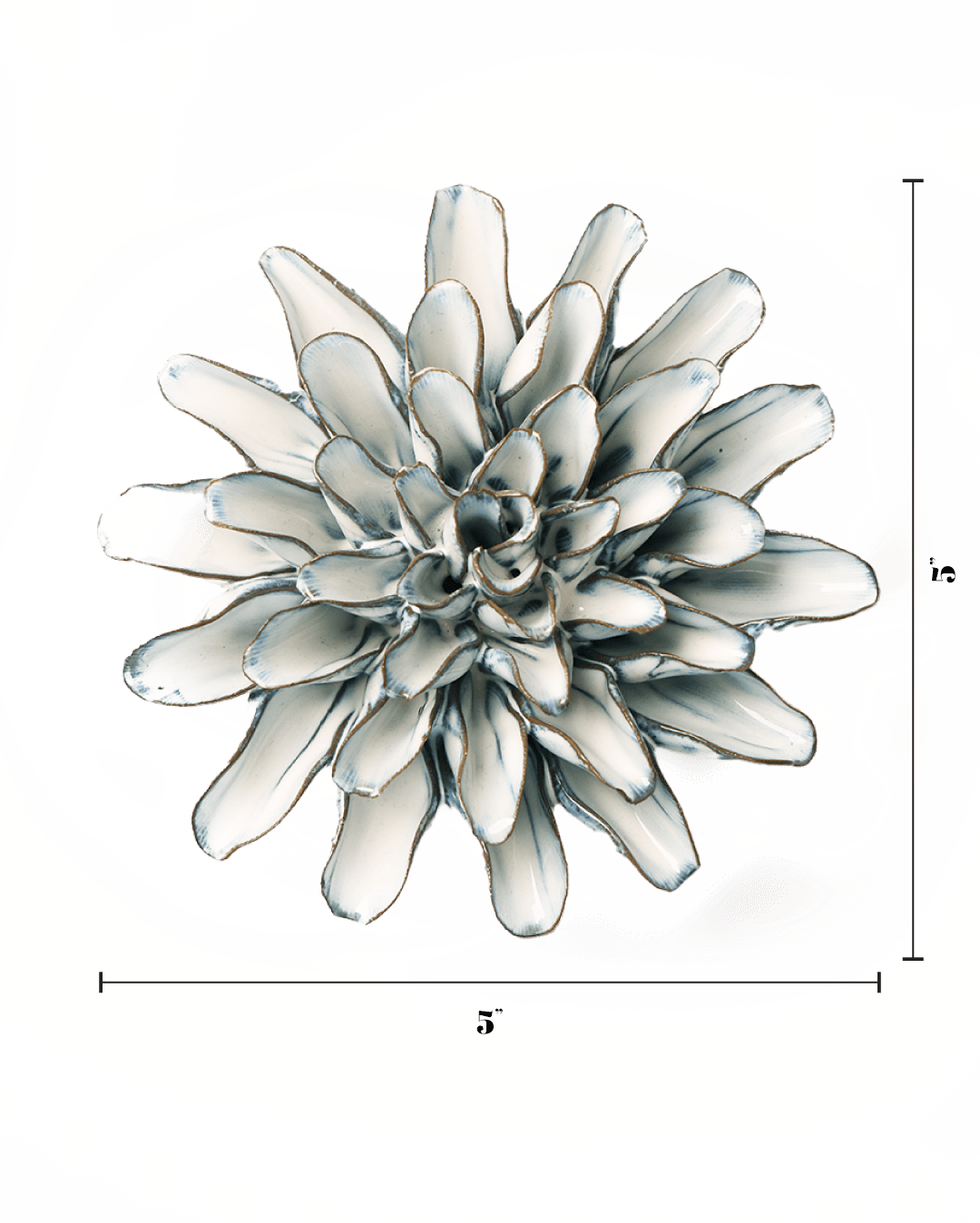 Blue White Lexi Cornflower ceramic wall flower — Coastal Collection — handmade by Chive Studio Toronto