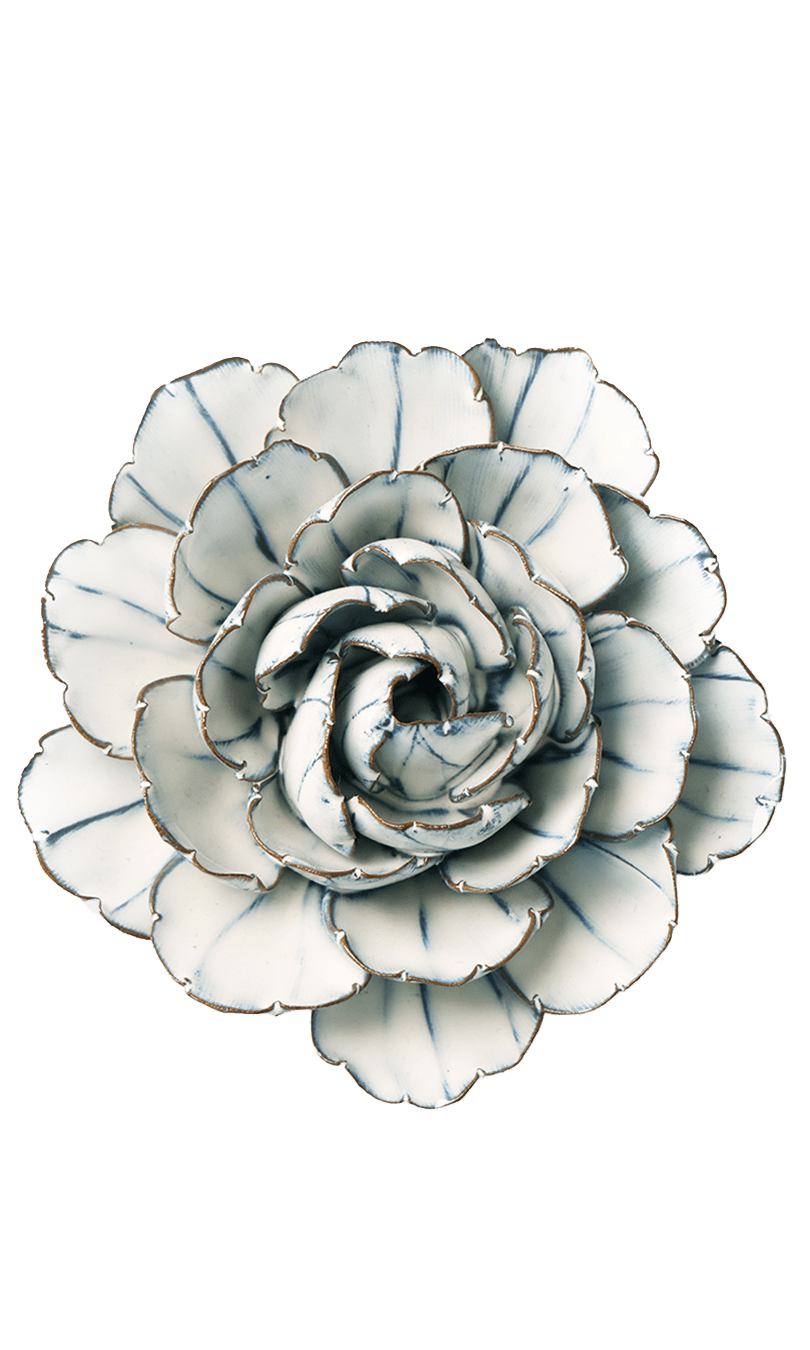 White Keiko Peony ceramic wall flower — Coastal collection — designed in Toronto by Chive Studio