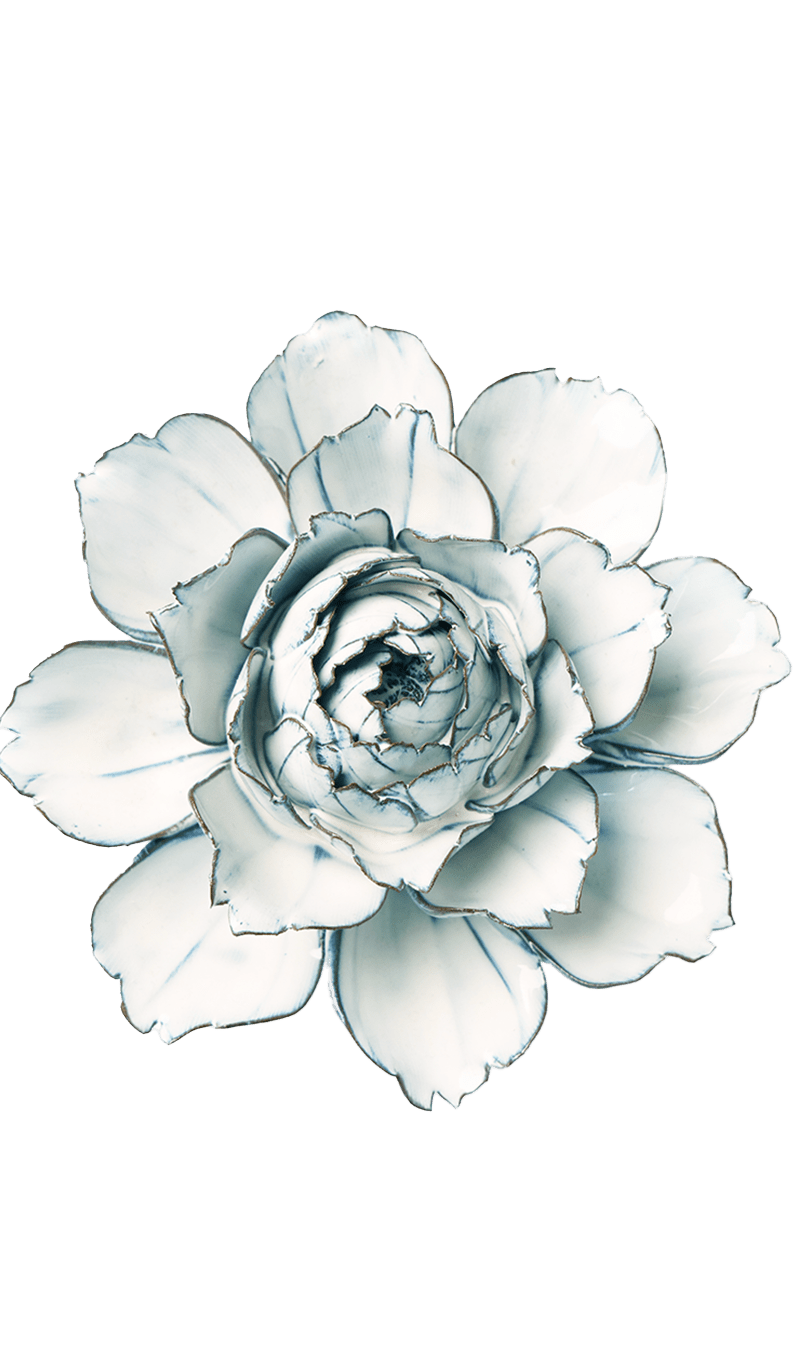 White Camellia ceramic wall flower — Coastal collection — designed in Toronto by Chive Studio